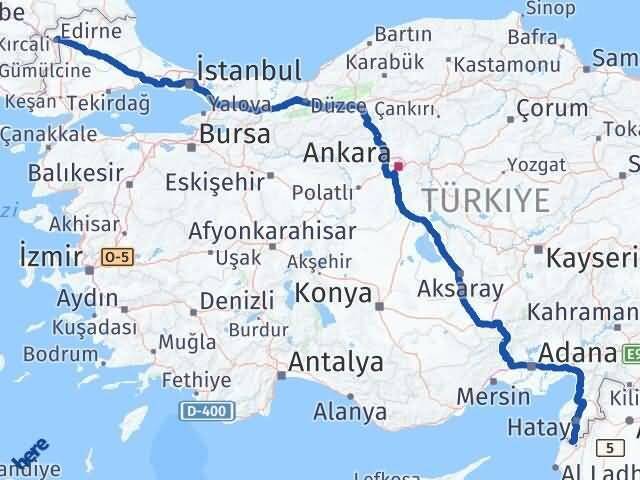 Edirne Yayladağı Hatay Arası Kaç Saat? Yol Haritası, Yakıt, Rota ve Mesafe Hesaplama Edirne Yayladağı Hatay Arası Kaç Km? Kaç Saat? Yol Haritası