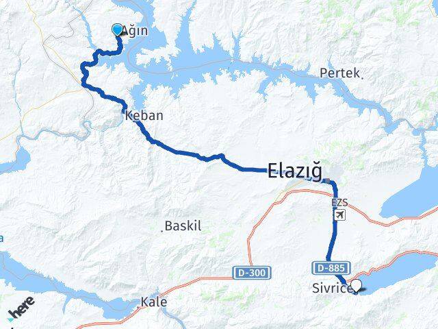 Elazığ Ağın Sivrice Arası Kaç Km - Yol Haritası