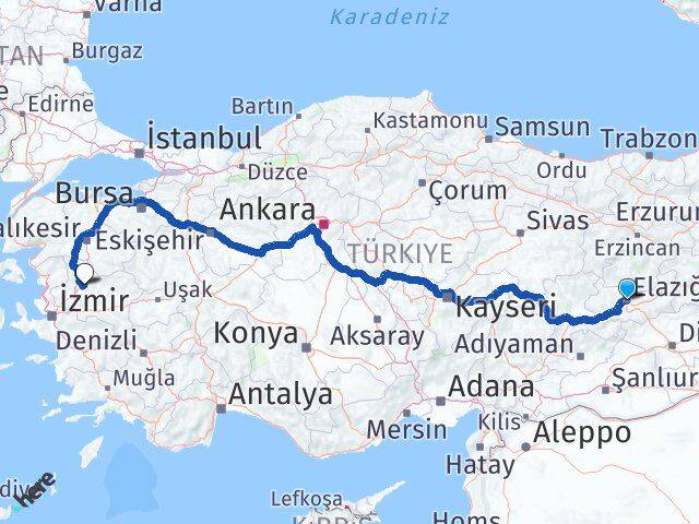 Elazığ Akhisar Manisa Arası Kaç Km - Yol Haritası