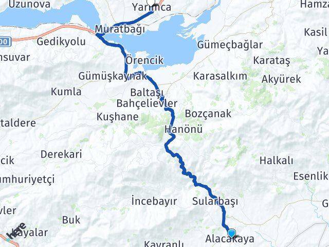 Elazığ Alacakaya Yarımca Kovancılar Arası Kaç Km - Yol Haritası