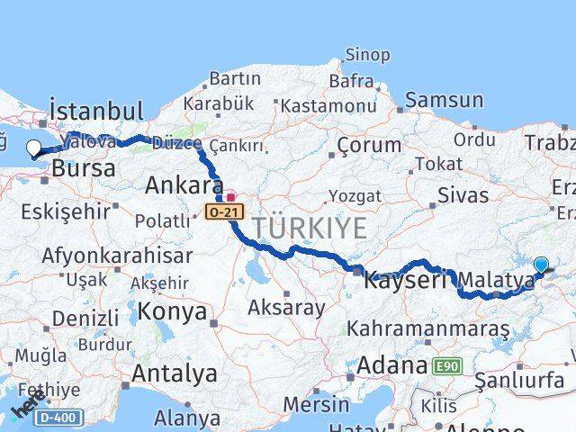 Elazığ Armutlu Yalova Arası Kaç Km - Yol Haritası
