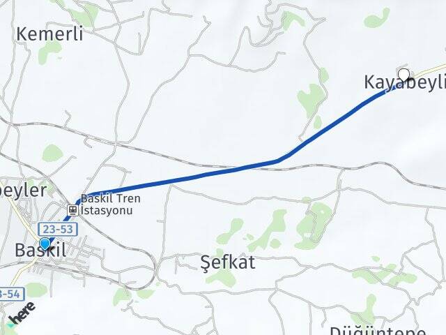 Elazığ Baskil Kayabeyli Baskil Arası Kaç Km - Yol Haritası