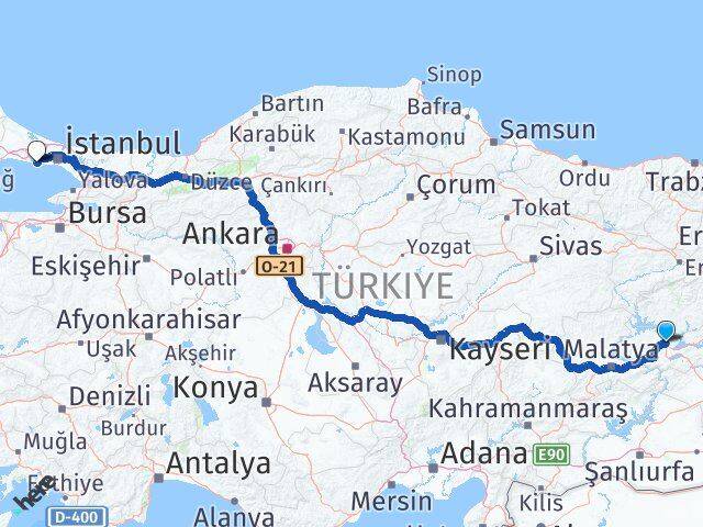 Elazığ Beylikdüzü İstanbul Arası Kaç Km - Yol Haritası