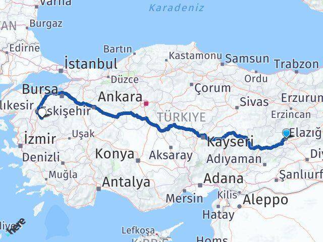 Elazığ Bigadiç Balıkesir Arası Kaç Km - Yol Haritası