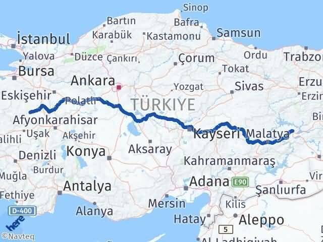 Elazığ Çavdarhisar Kütahya Arası Kaç Km - Yol Haritası