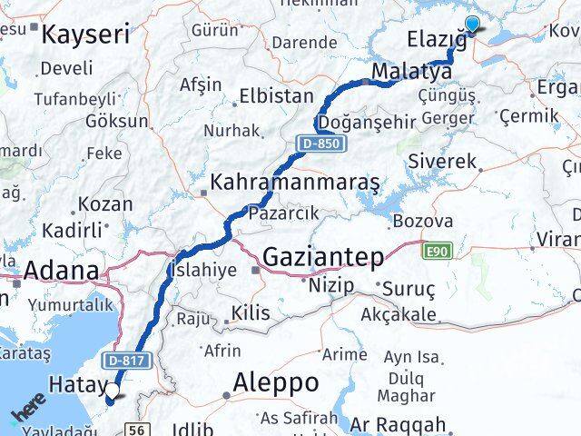 Elazığ Defne Hatay Arası Kaç Saat? Yol Haritası, Yakıt, Rota ve Mesafe Hesaplama Elazığ Defne Hatay Arası Kaç Km? Kaç Saat? Yol Haritası