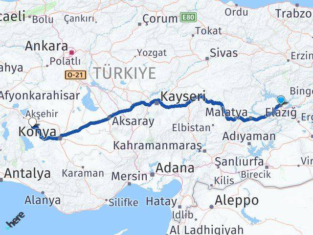 Elazığ Doğanhisar Konya Arası Kaç Km - Yol Haritası