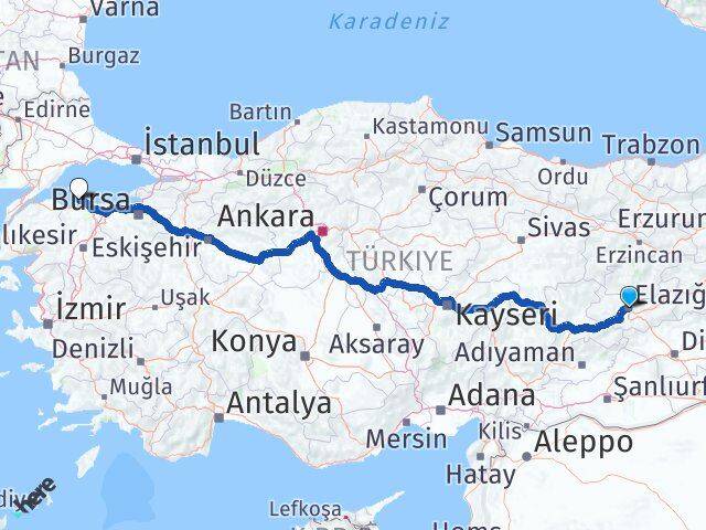 Elazığ Erdek Balıkesir Arası Kaç Km - Yol Haritası