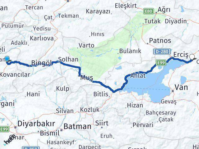 Elazığ Karakoçan Muradiye Van Arası Kaç Km - Yol Haritası