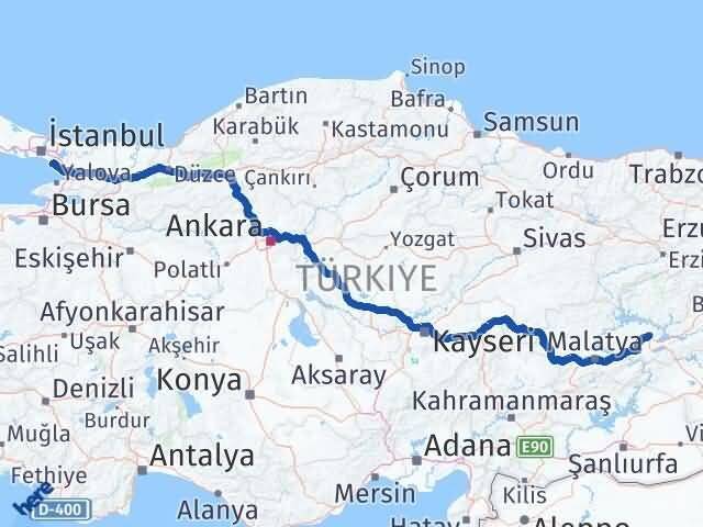 Elazığ Kartal İstanbul Arası Kaç Km - Yol Haritası