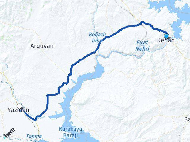 Elazığ Keban Yazıhan Malatya Arası Kaç Km - Yol Haritası
