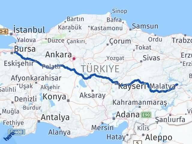 Elazığ Kestel Bursa Arası Kaç Km - Yol Haritası