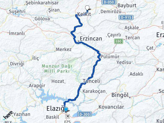 Elazığ Köse Gümüşhane Arası Kaç Km - Yol Haritası