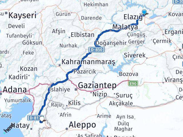 Elazığ Kumlu Hatay Arası Kaç Saat? Yol Haritası, Yakıt, Rota ve Mesafe Hesaplama Elazığ Kumlu Hatay Arası Kaç Km? Kaç Saat? Yol Haritası