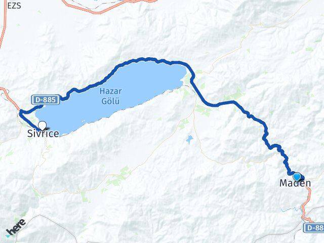 Elazığ Maden Sivrice Arası Kaç Km - Yol Haritası
