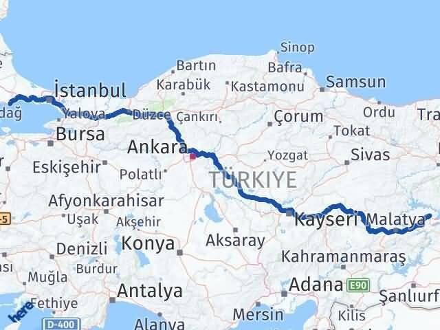 Elazığ Marmaraereğlisi Tekirdağ Arası Kaç Km - Yol Haritası
