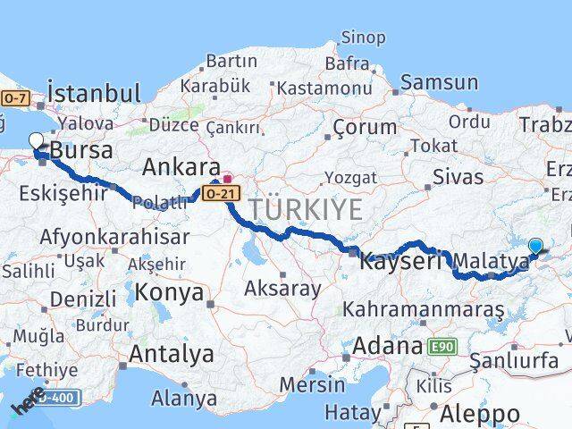 Elazığ Mudanya Bursa Arası Kaç Km - Yol Haritası