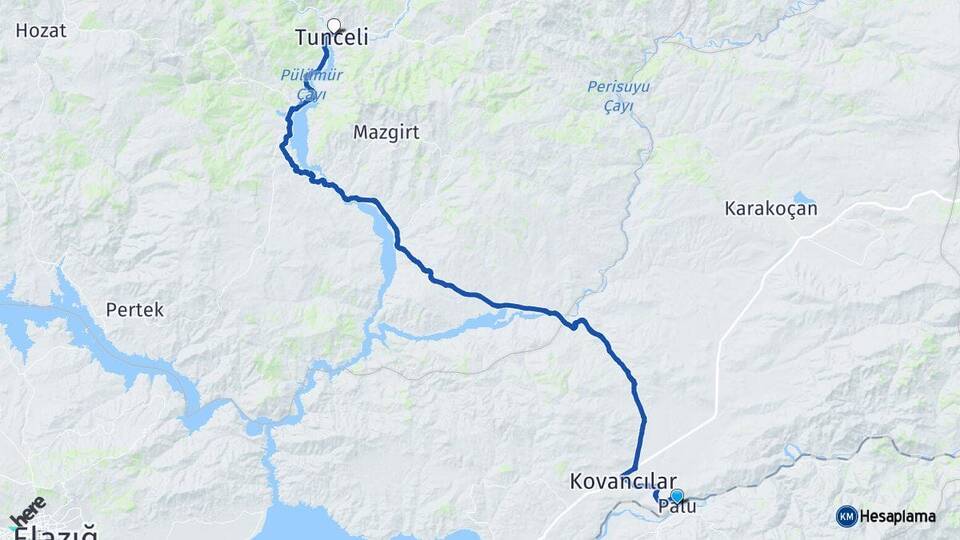 Elazığ Palu Tunceli Arası Kaç Km - Yol Haritası