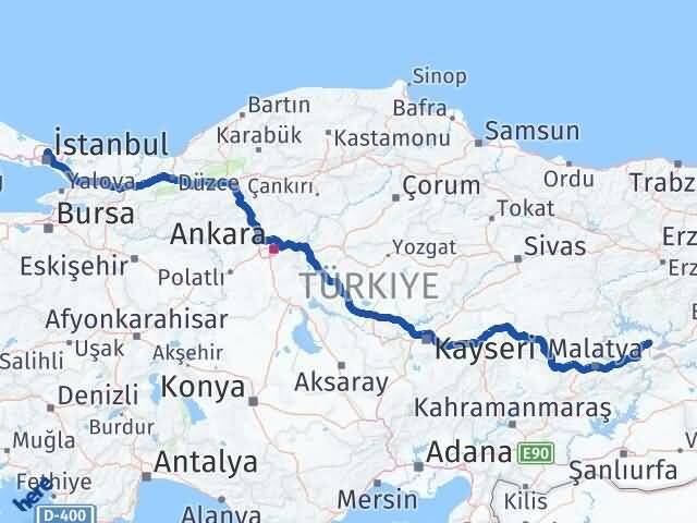 Elazığ Sarıyer İstanbul Arası Kaç Km - Yol Haritası