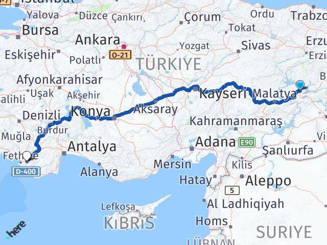 Elazığ Seydikemer Muğla Arası Kaç Km - Yol Haritası