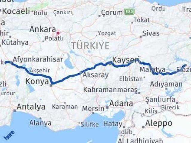 Elazığ Sinanpaşa Afyonkarahisar Arası Kaç Km - Yol Haritası