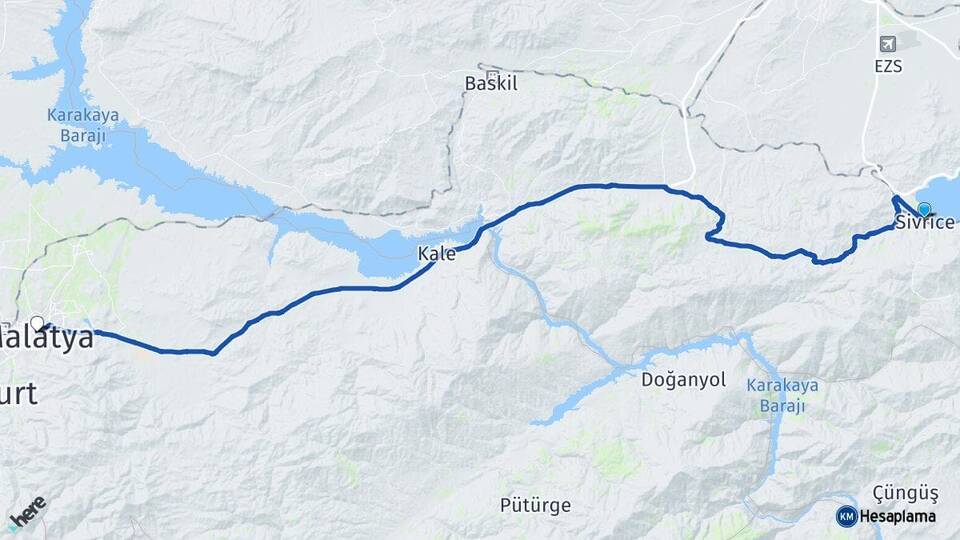 Elazığ Sivrice Malatya Arası Kaç Km - Yol Haritası