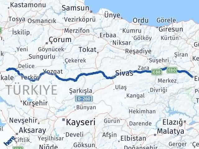 Erzincan Balışeyh Kırıkkale Arası Kaç Km - Yol Haritası
