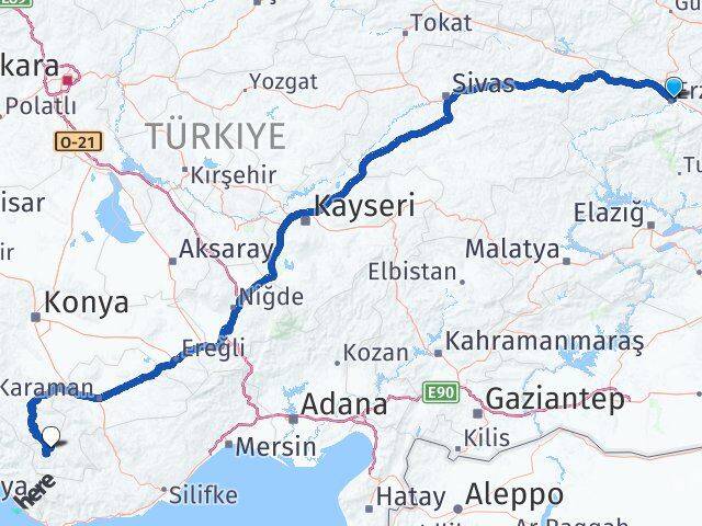 Erzincan Başyayla Karaman Arası Kaç Saat? Yol Haritası, Yakıt, Rota ve Mesafe Hesaplama Erzincan Başyayla Karaman Arası Kaç Km? Kaç Saat? Yol Haritası