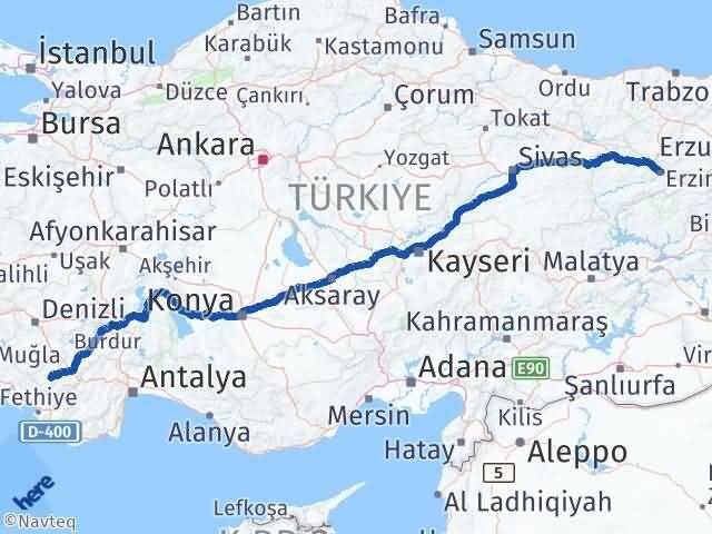 Erzincan Çameli Denizli Arası Kaç Km - Yol Haritası