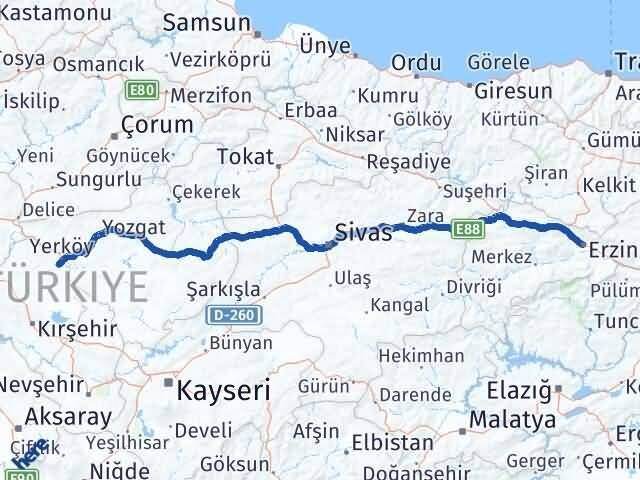 Erzincan Çiçekdağı Kırşehir Arası Kaç Saat? Yol Haritası, Yakıt, Rota ve Mesafe Hesaplama Erzincan Çiçekdağı Kırşehir Arası Kaç Km? Kaç Saat? Yol Haritası