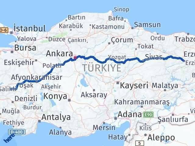 Erzincan Eşme Uşak Arası Kaç Km - Yol Haritası