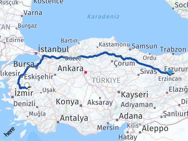 Erzincan Gördes Manisa Arası Kaç Km - Yol Haritası