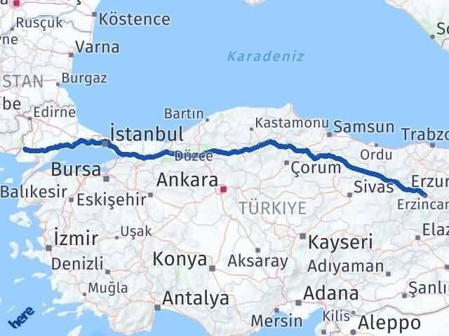 Erzincan İpsala Edirne Arası Kaç Km - Yol Haritası
