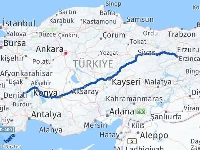 Erzincan Keçiborlu Isparta Arası Kaç Km - Yol Haritası