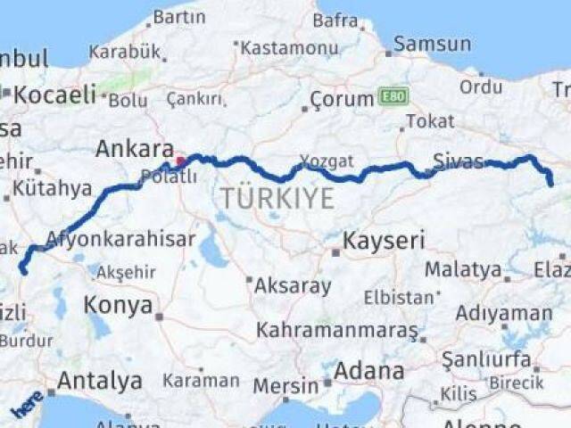 Erzincan Kemah Afyonkarahisar Arası Kaç Km - Yol Haritası