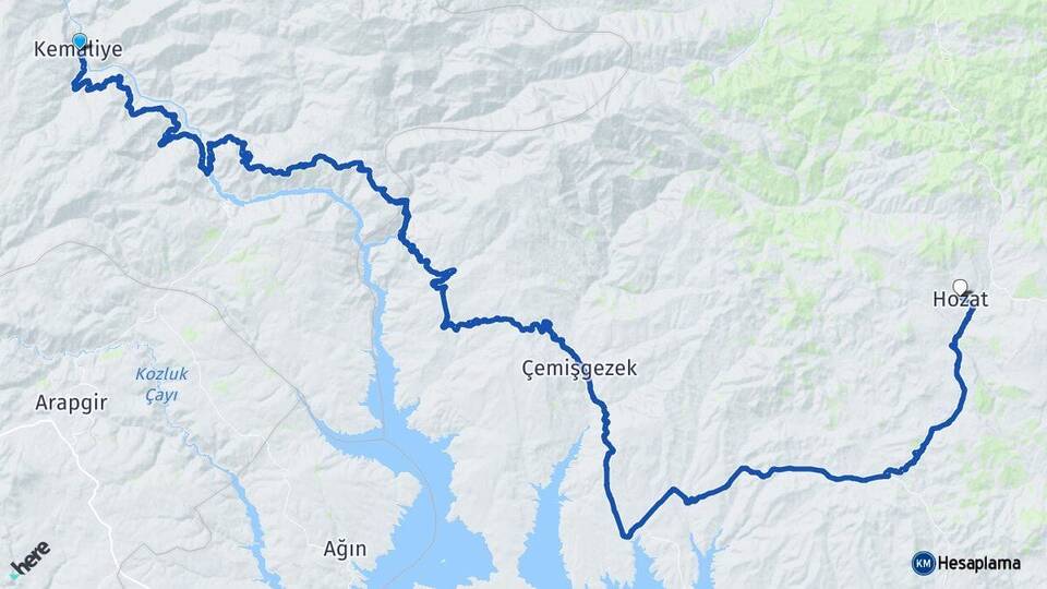 Erzincan Kemaliye Hozat Tunceli Arası Kaç Km - Yol Haritası