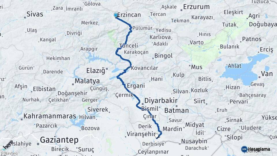 Erzincan Kızıltepe Mardin Arası Kaç Km - Yol Haritası