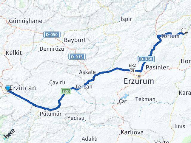 Erzincan Narman Erzurum Arası Kaç Km - Yol Haritası