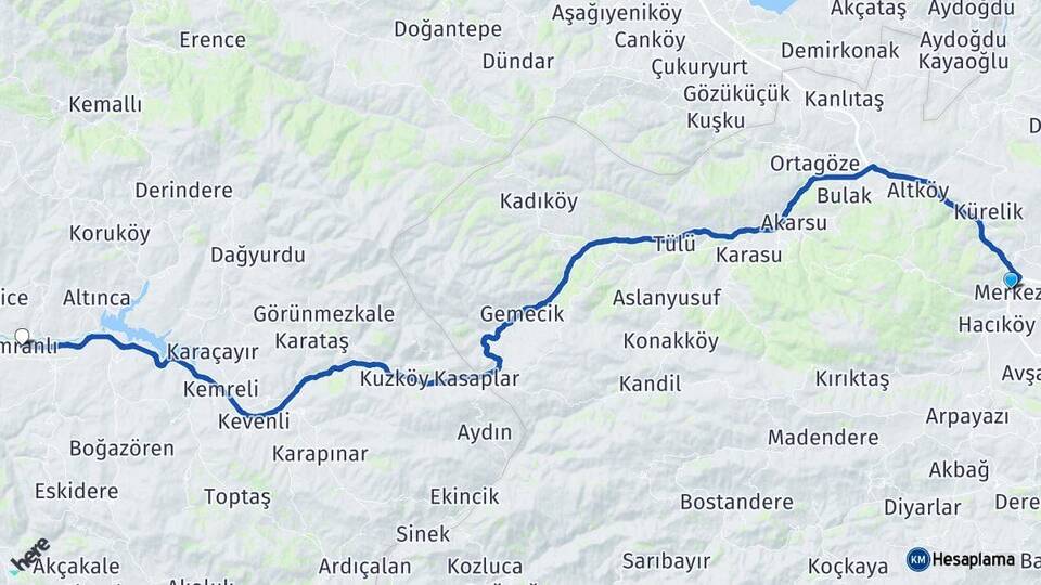 Erzincan Refahiye İmranlı Sivas Arası Kaç Km - Yol Haritası