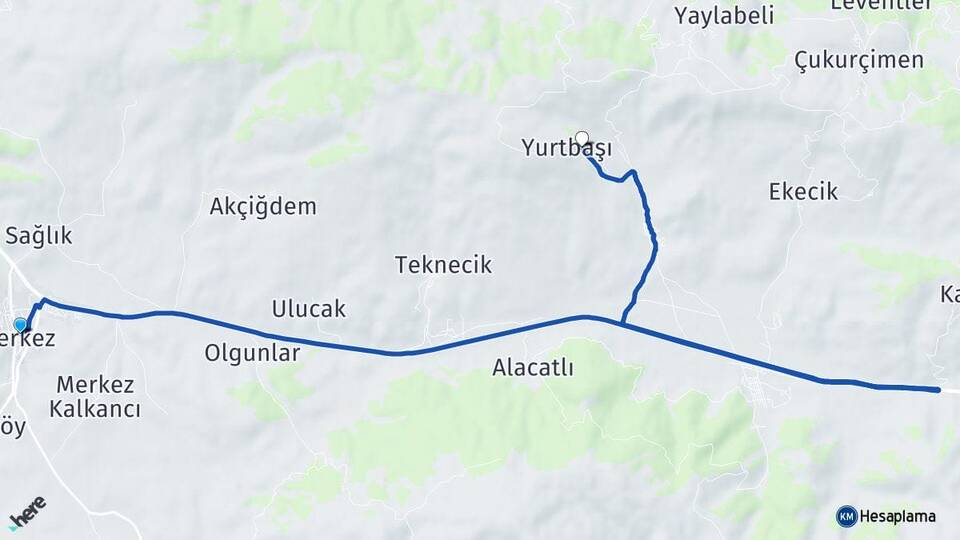 Erzincan Refahiye Yurtbaşı Refahiye Arası Kaç Km - Yol Haritası