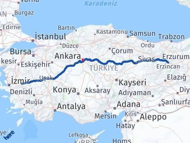 Erzincan Salihli Manisa Arası Kaç Km - Yol Haritası