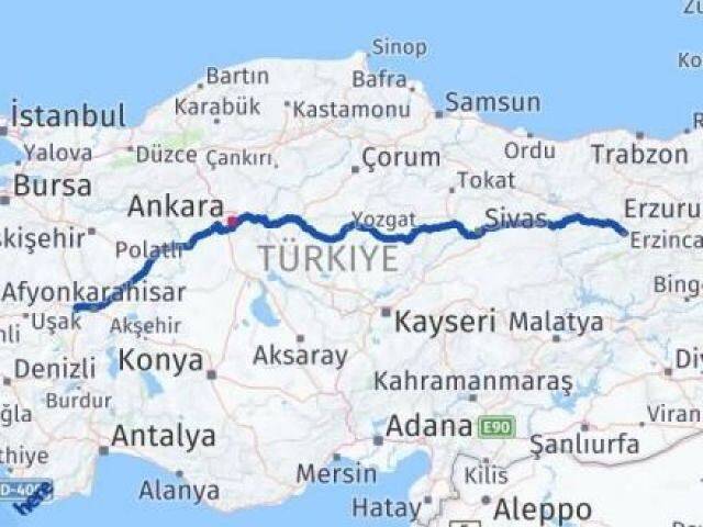 Erzincan Sinanpaşa Afyonkarahisar Arası Kaç Km - Yol Haritası