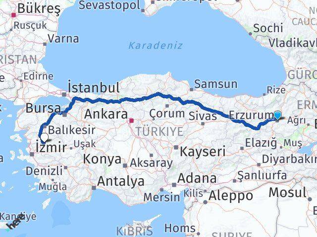 Erzurum Akhisar Manisa Arası Kaç Km - Yol Haritası