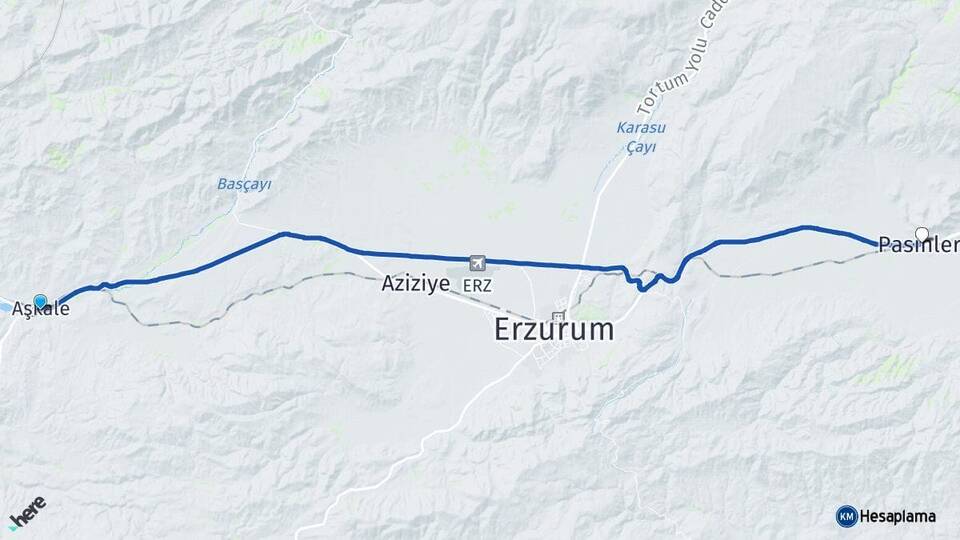 Erzurum Aşkale Pasinler Arası Kaç Km - Yol Haritası