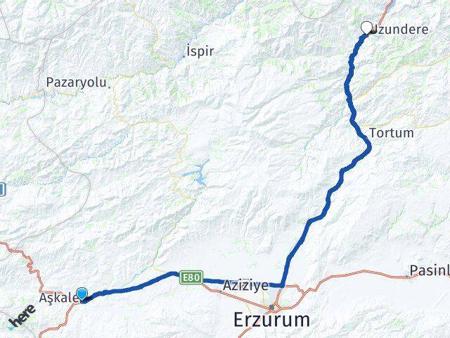Erzurum Aşkale Uzundere Arası Kaç Km - Yol Haritası