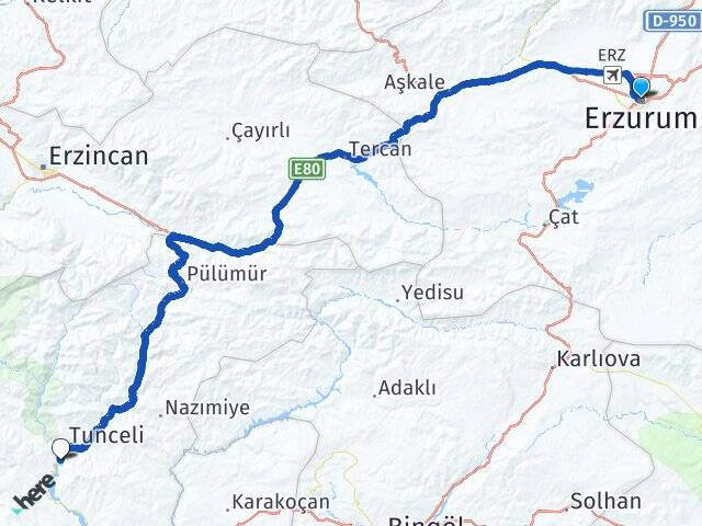 Erzurum Atatürk Üniversitesi Arası Kaç Km - Yol Haritası