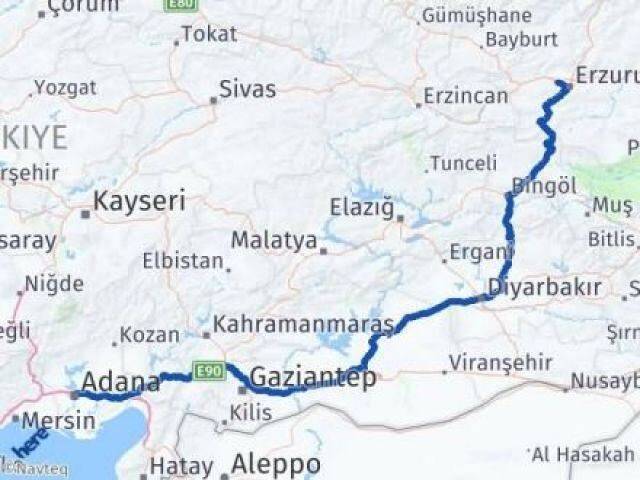 Erzurum Aziziye Adana Arası Kaç Km - Yol Haritası