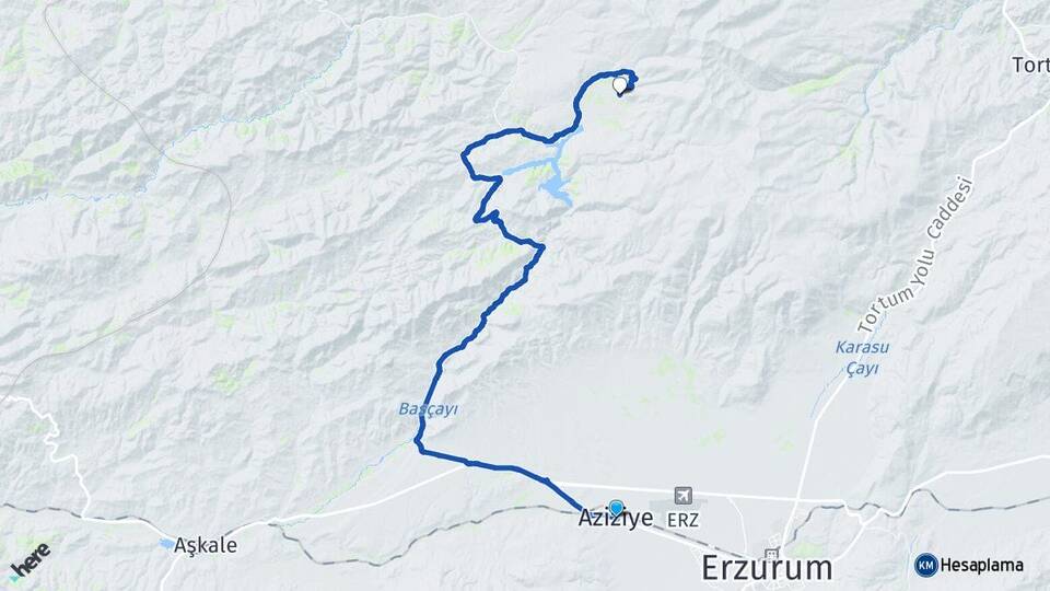 Erzurum Aziziye Bingöze Aziziye Arası Kaç Km - Yol Haritası