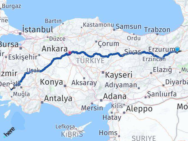 Erzurum Bozdoğan Aydın Arası Kaç Km - Yol Haritası