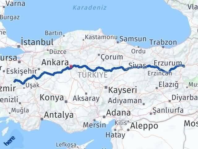 Erzurum Demirci Manisa Arası Kaç Km - Yol Haritası